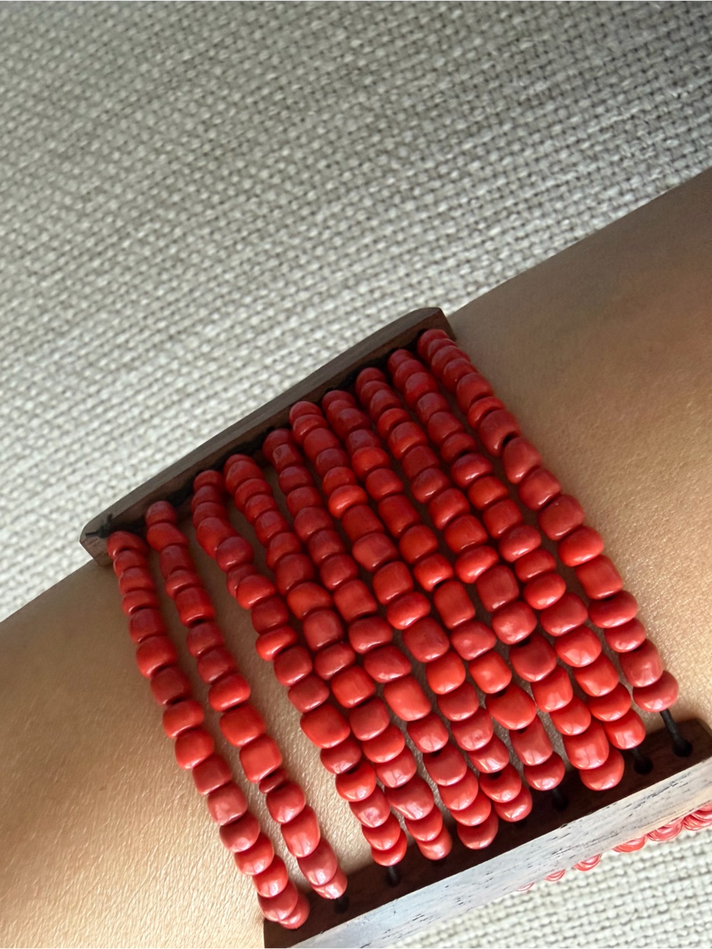 Bold Red Multi-Strand Beaded Bracelet